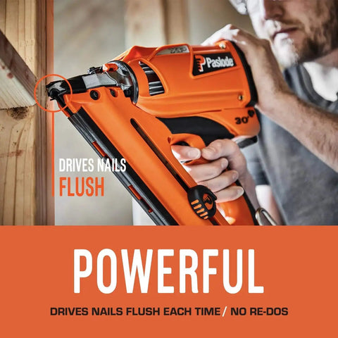 Effortlessly speed up framing with a cordless XP Framing Nailer powered by battery and fuel cell, driving nails flush into LVL and hardwoods