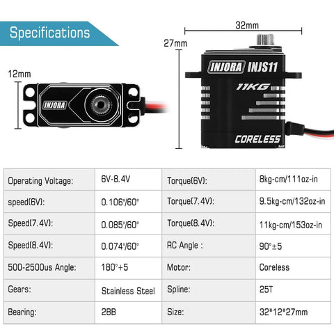 Coreless High Torque Micro Servo with Mount and Servo Horn for TRX4M TRX4MT 1/18 RC Crawler Upgrade Parts (Black) with specifications