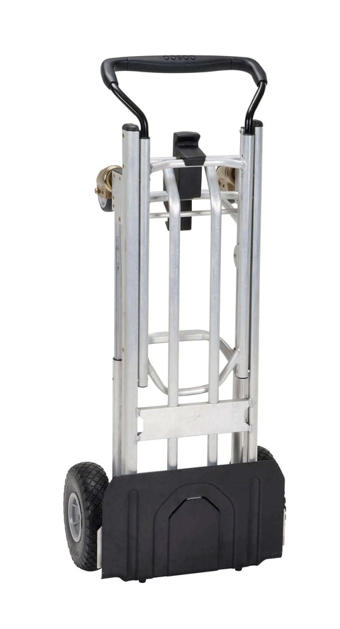 COSCO 4-in-1 Folding Series Hand Truck with Flat-Free Wheels, shown upright with durable metal frame and padded handle