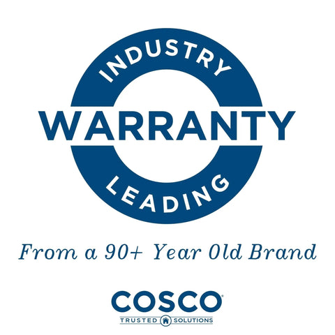 COSCO Industry Leading Warranty badge from a 90+ year old brand