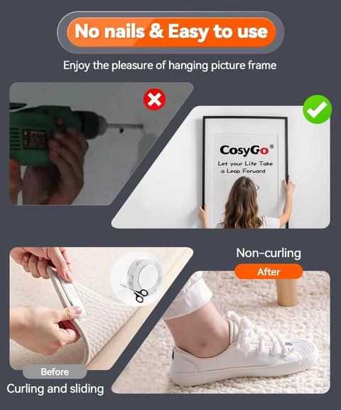 Heavy Duty Double Sided Tape Nano Tape 1.2 Inch By 20 Feet Extra Large Clear And Tough Removable Mount installation examples