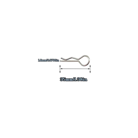 25pcs Cotter Pins, R Clips Hardware Pins, M1.8x35mm, spring fasteners shown with measurements, rust-resistant steel