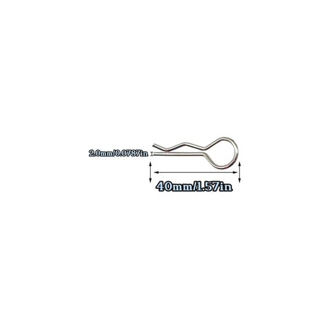 20pcs Cotter Pins, R Clips Hardware Pins, Spring Fasteners Hitch Pin for Trailer, size M2.0x40mm displayed with dimensions