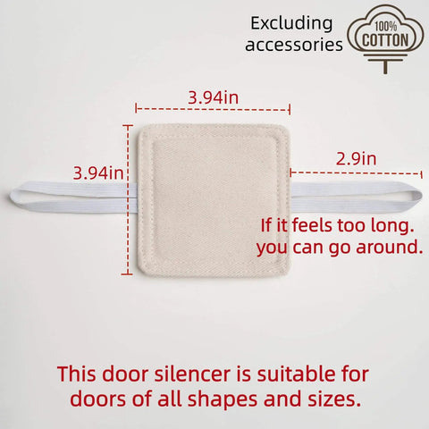 3 Pack Door Silencers And Stoppers With Adjustable Elastic Straps, Soft Cotton Cushioned Pads, Linen Finish, size 3.94x2.9 inches