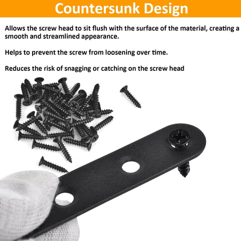 Countersunk metal bracket with screws for securing wood, showcasing countersunk design for flush fit and reduced snagging.