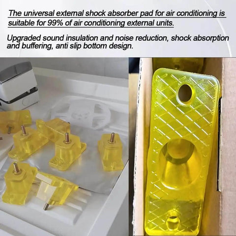 Experience quieter operation with this upgraded anti vibration base pad for outdoor air conditioners, 4 pack in packaging