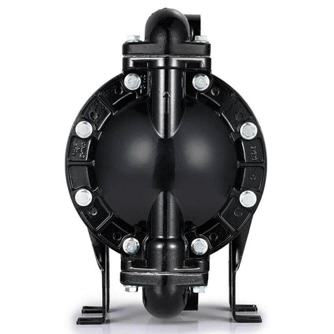 Front view of Cozyel Air-Operated Diaphragm Pump Double Diaphragm Pump 1 inch Inlet & Outlet, Dual Diaphragm Air Pump Aluminum 35 GPM Max 120PSI, QBY4-25L