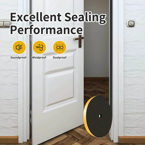Weather Stripping Door Seal,Weather Stripping,Soundproof,Cold Insulation,High Density CR Foam Insulation Tape, black roll near door