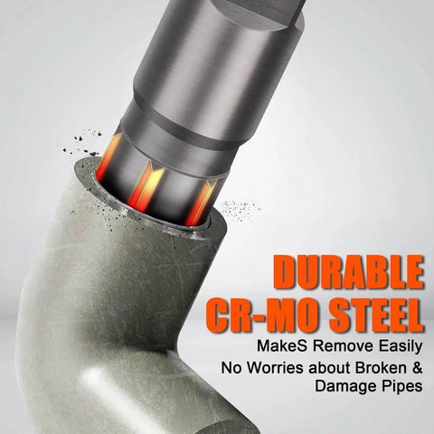 Heavy Duty Pro Grade 9 Piece Pipe Extractor Set For Damaged Pipes From One Eighth Inch To One Inch with anti-slip grip in action