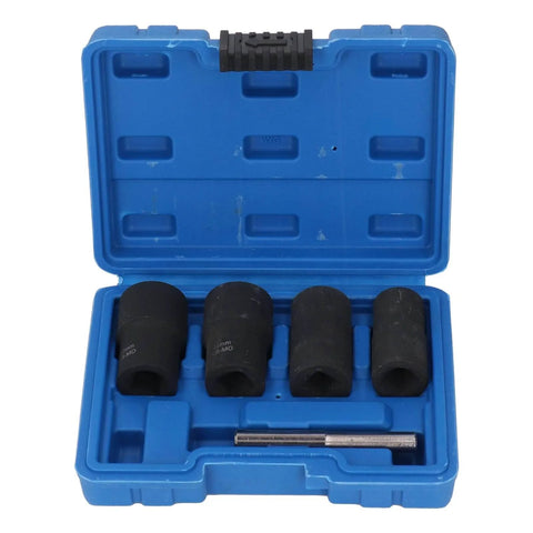 Cr Mo Steel Screw And Fastener Extractor Set With 17mm 19mm 21mm 22mm Metric Sizes, Nut Socket Kit in blue storage box