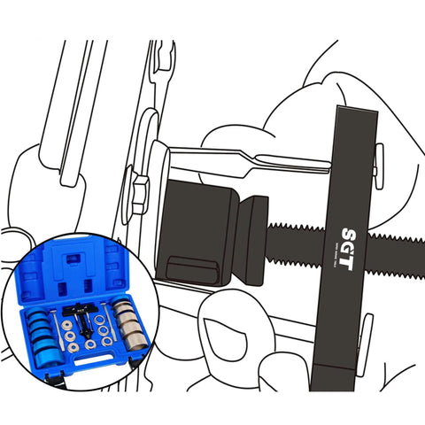 Illustration showing Crank Bearing Camshaft Seal Installer and Remover Set with 22pcs, highlighting the oil seal puller and tool kit.
