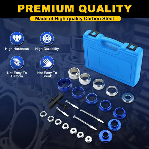 Crank Bearing And Camshaft Seal Installer And Remover Set Upgraded 22-Piece Crankshaft Oil Seal Puller Tool Kit with Aluminum Adapter