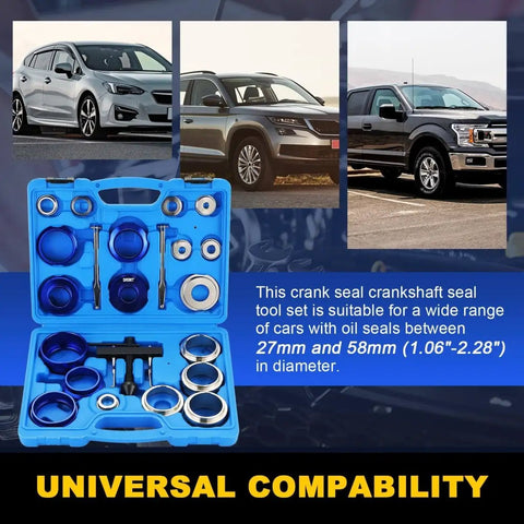 Crank Bearing And Camshaft Seal Installer And Remover Set Upgraded 22-Piece Crankshaft Oil Seal Puller Tool Kit With Aluminum Adapter