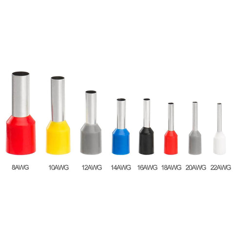 8-size view of 1800-Piece Tinned Copper Crimp Connectors Kit With Insulated Ferrules In AWG 22 To 8 in 6 color codes