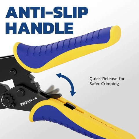 Crimping Tool For Heat Shrink Connectors AWG 26 To 10 Ratchet Wire Terminal Crimper with ergonomic anti-slip handle, HS 8327