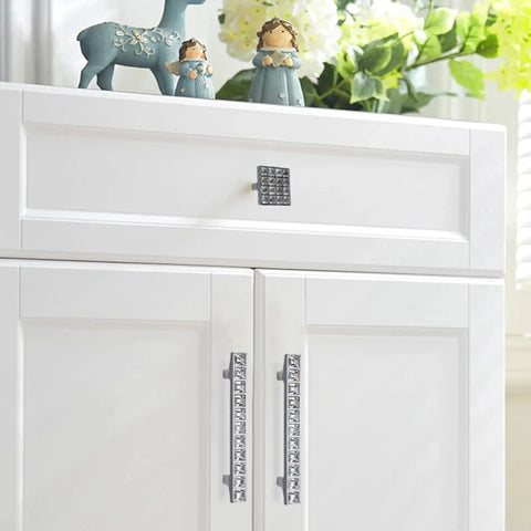 Cabinet with Crystal Glass Rhinestone Drawer Pulls 6 Pack Modern Cabinet Knobs Handles For Cupboard Wardrobe Dresser Doors High Shine