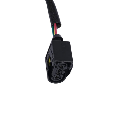Turbo actuator electrical connector with black plastic housing and red, green, and yellow wires