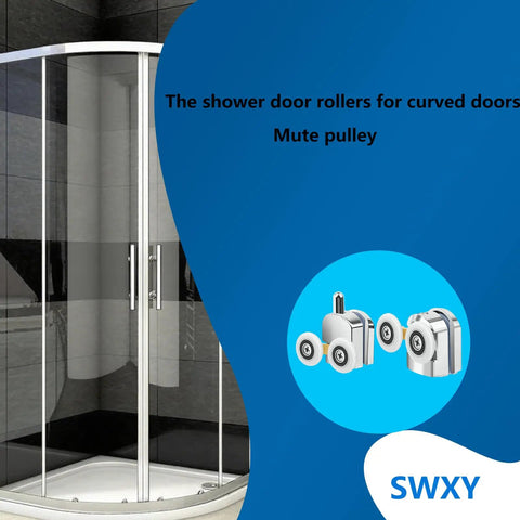 Four Pack 25Mm Aluminum Alloy Shower Door Rollers Replacement Kit With Anti Collision Block And Screws For 4to6mm Glass Doors Curved Rollers