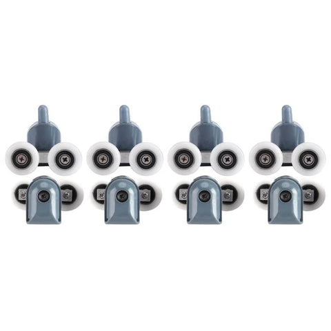 Curved Glass Shower Door Rollers 8PCS Twin Top and Bottom Double Wheel Runners for Bathroom Sliding Doors, front view