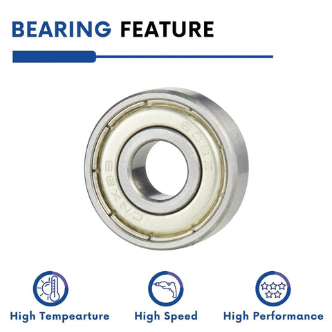 10pcs 608ZZ Ball Bearing, Double Metal Sealed Deep Groove Bearings 8x22x7mm in Chromium Steel, High Temperature High Speed Low Noise