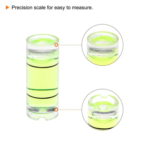 Four compact cylindrical bubble levels deliver fast, precise one-hand leveling on cameras, tripods, telescopes and workshop gear, ensuring steady framing, accurate alignment, and durable PMMA ABS construction for repeated use.