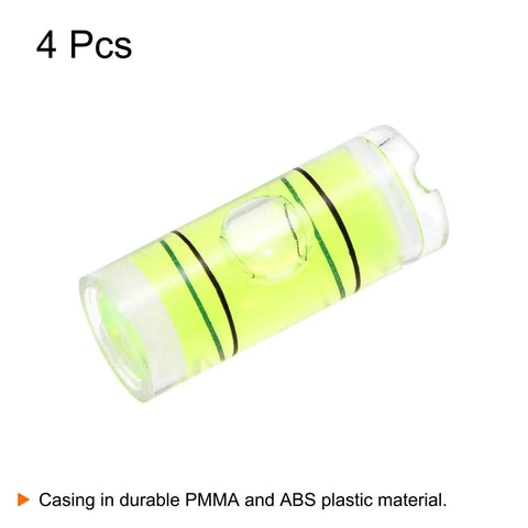Four compact cylindrical bubble levels deliver fast, precise one-hand leveling on cameras, tripods, telescopes and workshop gear, ensuring steady framing, accurate alignment, and durable PMMA ABS construction for repeated use.