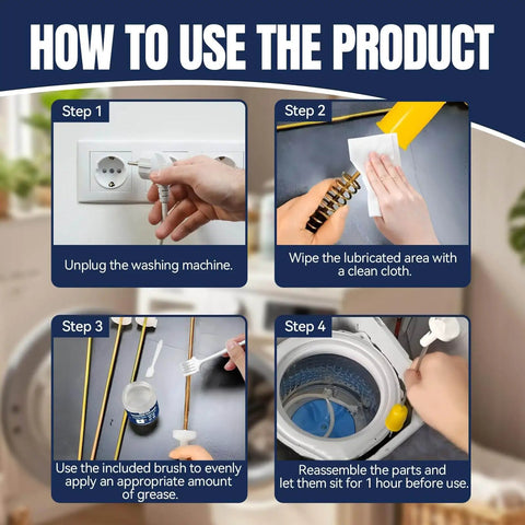 Instructions for using High Performance Damping Grease For Washing Machines And Mechanical Equipment, Synthetic Dampening Lubricant Reducing Vibration And Wear, Ideal For Washers Telescopes Cameras And Mechanical Buffers, 100g Transparent
