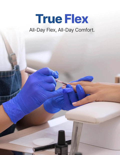 Manicure with Nitrile Exam Gloves Dark Blue Large Disposable Latex Free Food Safe 100 Count