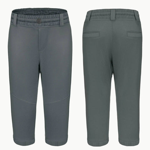 Youth Knicker Baseball Pants For Kids And Toddlers Boys And Girls Dark Grey Knee Length Practice Pants With Belt Loops And Elastic Hem