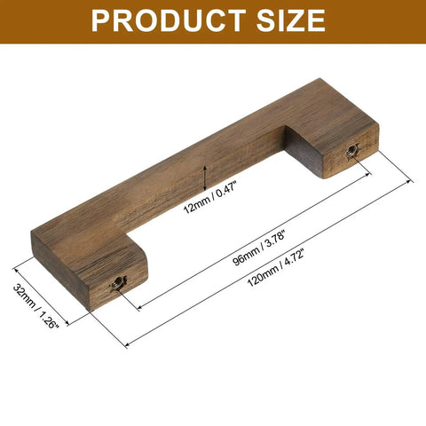 Eight Piece Solid Wood Drawer Pulls With Screws In Dark Walnut Finish 4 Inch Hole Center Square Cabinet Handles, size 120x12x32mm