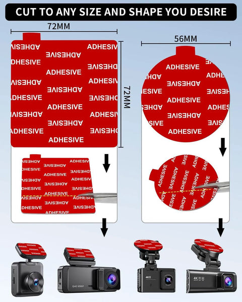 Six Pack Dash Cam Adhesive Pads Set For Mounting Heat Resistant Double Sided Tape Squares And Rounds for car mounts