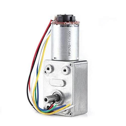 Gear Reduction Motor, DC 12V High Geared Motor Reduction Motor with Encoder Srong Self Locking, Motor Worm, 40RPM front view