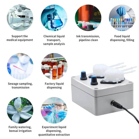 DC 12V Adjustable Peristaltic Liquid Dosing Pump Dosing Head 8-70 ml/min with Adapter for Chemicals Liquids Aquarium Lab Analytical EK1971