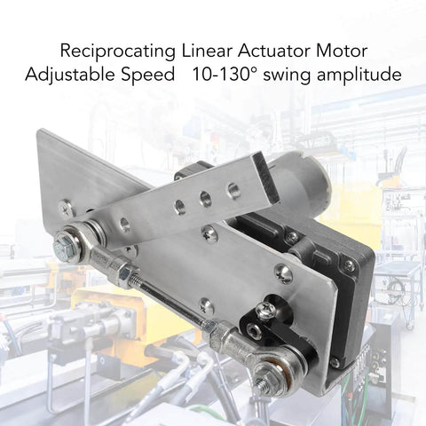 Side view of DC 24V Linear Actuator With Reciprocating Motor, 10 To 130 Mm Stroke, aluminum alloy body, in automation setup.