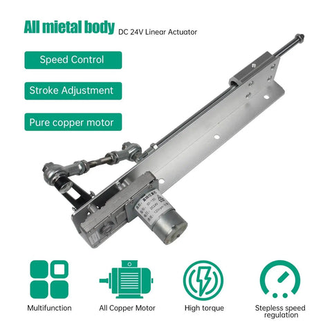 Reciprocating Linear Actuator With Adjustable Telescopic Rocker Arm Heavy Duty Gear Motor DC 24V Speed Controller and Regulation Adapter