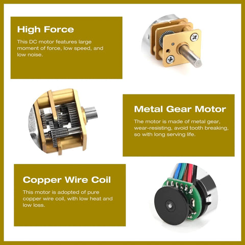 Diagram showing DC 6V 2W Micro Speed Reduction Motor Mini Motor with Magnetic Coded Disc Hall Encoder (70RPM) components