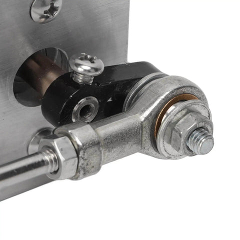 Close-up of DC 24V Linear Actuator with Reciprocating Motor, 10 to 130 mm Stroke, Aluminum Alloy Body, Detail of Connecting Joint