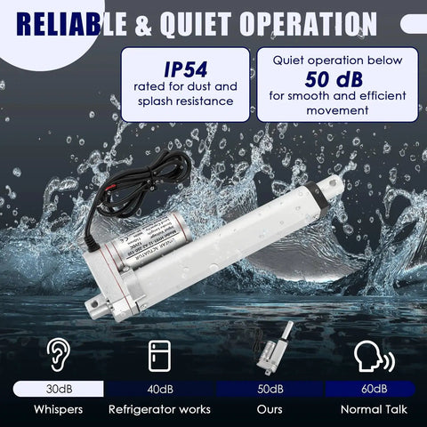 Beefy 12V DC Linear Actuator With 6 Inch Stroke And Mounting Bracket 900N Maximum Lift, IP54 rated for quiet operation
