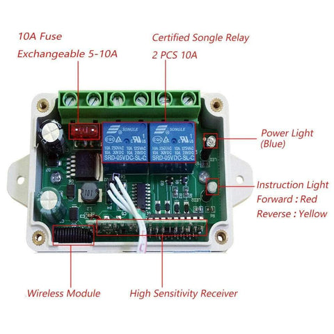 ECO-WORTHY DC motor controller kit with forward/reverse, 8-35V, two blue relays, green terminal blocks