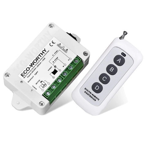 Eco-Worthy forward/reverse DC motor controller kit with wireless remote; white control box, green terminal block