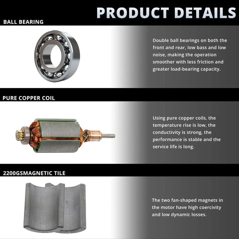 High Torque DC Motor 12V/24V 30W - 3500/7000RPM Permanent Magnet Electric Motor with cable connector and mount details