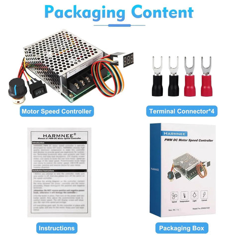 DC Motor Speed Controller, DC 10-55V / Rated 40A, LED Display Stepless DC Motor Speed Controller packaging contents