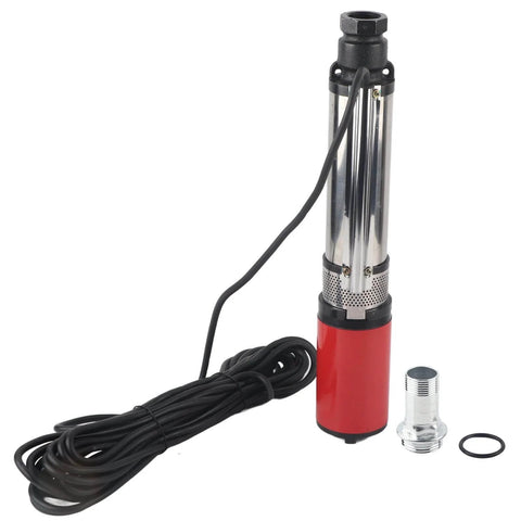 DC Pump Large High Battery Solar Brass Motor Floating Impeller S455 DC48V with cable and connector, side view