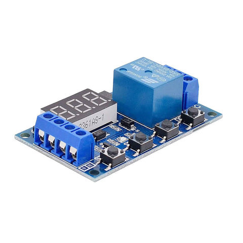Two Pack DC 6 To 30V Timer Relay Module With Programmable Delay, Cycle Timer, LED Display, 5V Micro USB Power, compact device