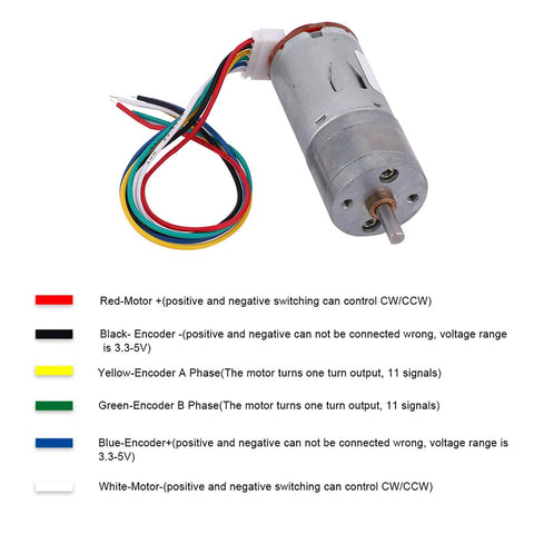 DC12V Encoder Gear Motor with Mounting Bracket, 65mm Magnetic Motor wiring guide for Smart Car Robot Model DIY, 130RPM Geared Motor