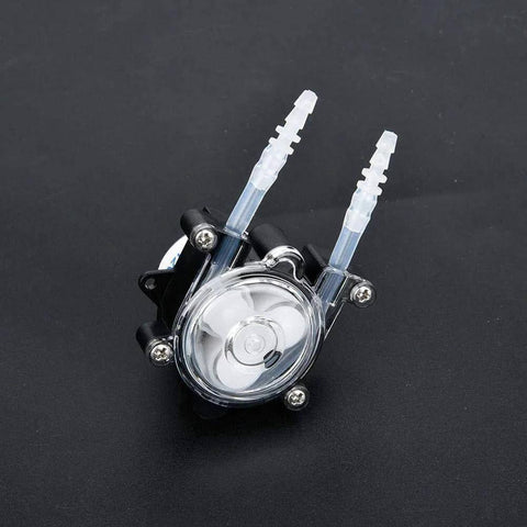DC12V Mini Peristaltic Pump for Laboratory Bioengineering G528 32x23mm shown front view on black background.