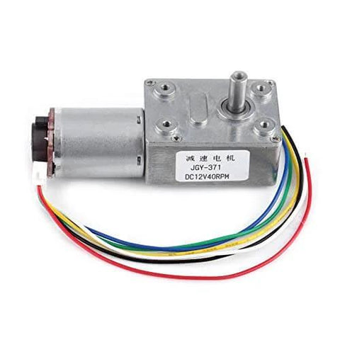 Gear Reduction Motor, DC 12V High Geared Motor Reduction Motor with Encoder Srong Self Locking, Motor Worm, with Stable and Performance(40RPM)
