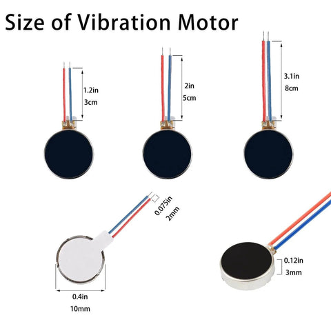 20PCS Vibration Motor DC3V 12000rpm Mini Vibration Motor Vibrating Motors for Projects Electronic Device Repair Single Board Computers Project Classroom Project Bristle Bots Cable 2in shown in different sizes
