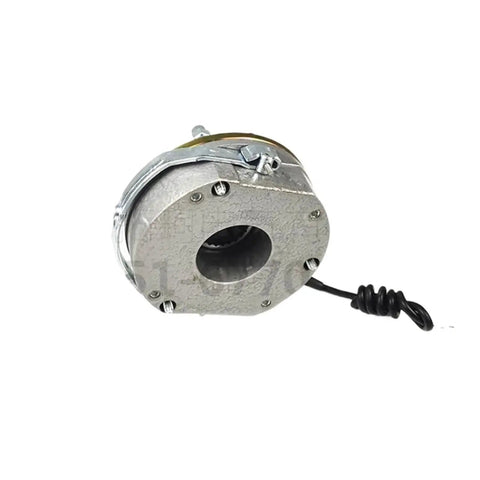 Power-off electromagnetic brake for DC 99V systems delivers 15 Nm holding torque at 50W, with coiled cable attached