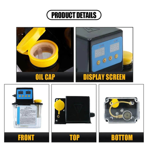 DCR-50 220V Automatic Electromagnetic Lubrication Oil Pump product details including oil cap, display screen, and front view.